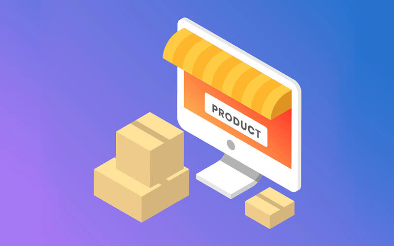 Blue & Purple Vector| Orange desktop screen| Cardboard boxes| Online ecommerce web| Shopping cart| Online| Get Solutions UAE