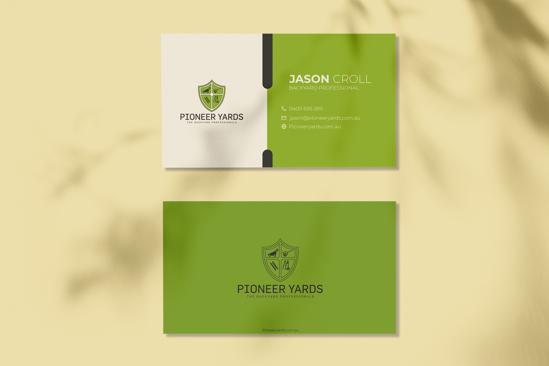 Green & White Stationery Design Mockup Ideas| Gardening Tools Letterhead |Business card| Envelope| pencils| Get Solutions UAE